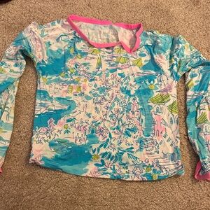 Lilly Pulitzer Kids Swim Rashguard - Blue and Pink